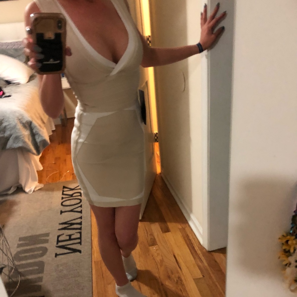 Bebe contrast bandage dress